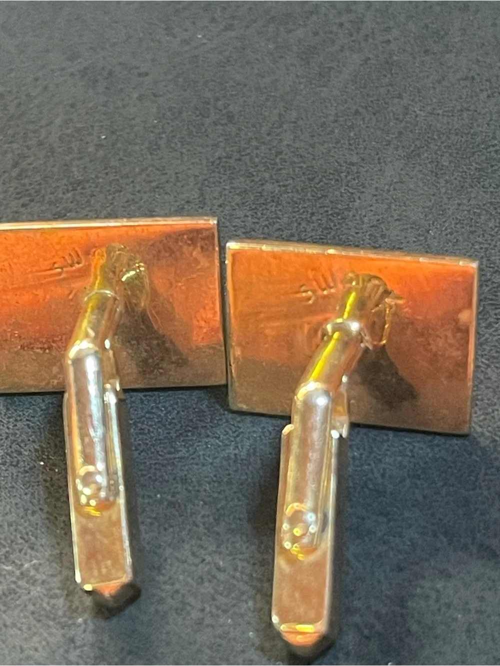 Vintage Men’s Signed “Swank “Checker Board Textured Cufflinks -Bullet Backs